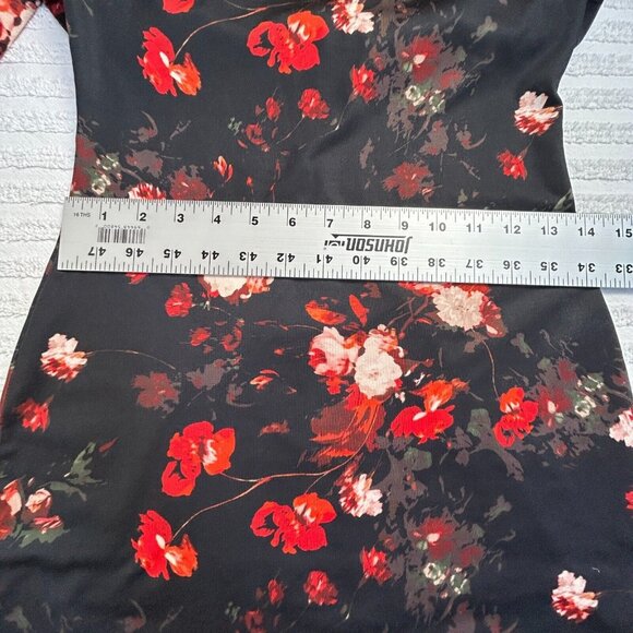 Aritzia Wildred Fleure Mini Bodycon Dress Women's XS Black Floral Long Sleeve - Picture 9 of 10